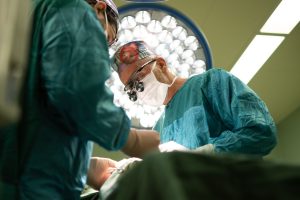 Patient considering laser vision correction with an eye specialist
